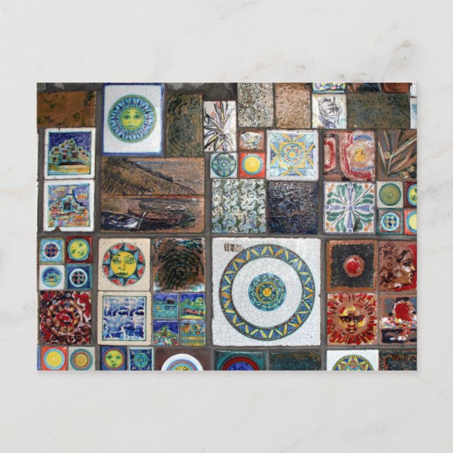 Cartão Postal azulejos cinque terre (Frente)