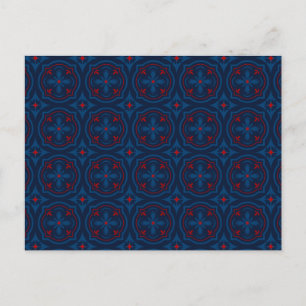 Cartão Postal Azulejos florais decorativos padrão
