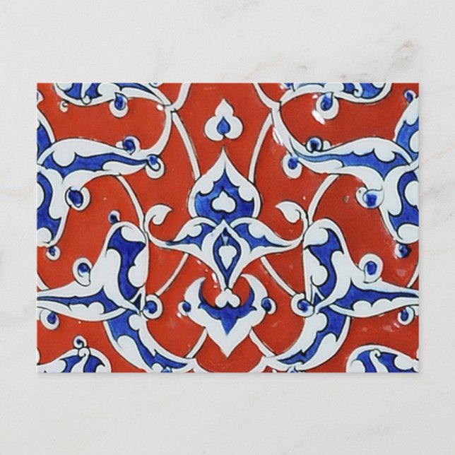 Cartão Postal Azulejos florais turcos (Frente)
