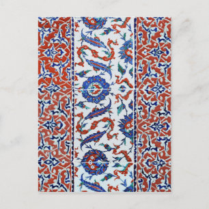 Cartão Postal Azulejos florais turcos