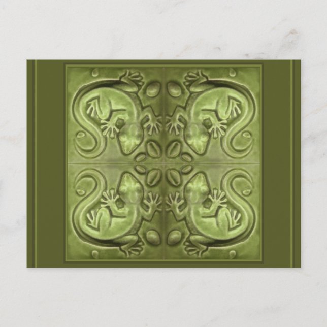 Cartão Postal Azulejos Fortune Lizard (Frente)