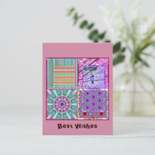 Cartão Postal Azulejos Geométricos com Ave da Paz