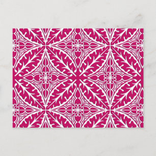Cartão Postal Azulejos marroquinos - magenta e branco