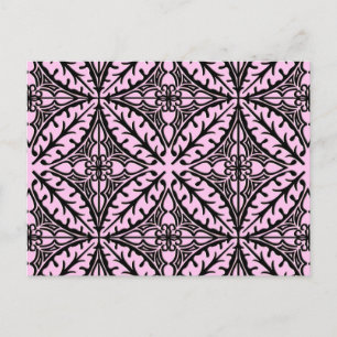 Cartão Postal Azulejos marroquinos - rosa gelo e preto