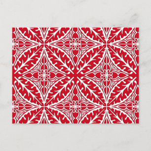 Cartão Postal Azulejos marroquinos - vermelho escuro e branco