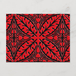 Cartão Postal Azulejos marroquinos - vermelho escuro e preto