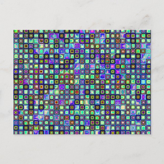Cartão Postal Azulejos Mosaico Verde Fumegante Retro Funky Padrã (Frente)