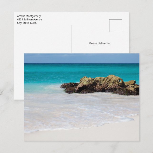Cartão Postal Azure Ocean Sandy Beach Photo (Frente/Verso)