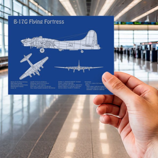 Cartão Postal B-17 Fortaleza Voadora - Plano de bordo ABD (Criador carregado)