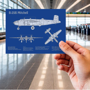 Cartão Postal B-25B Mitchell Doolittle - Avião Blueprint AD
