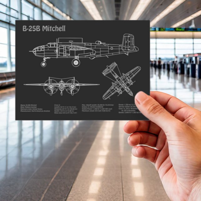 Cartão Postal B-25B Mitchell Doolittle - Projeto de Avião PD (Criador carregado)