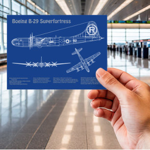 Cartão Postal B-29 Superfortaleza - Planos de Impressão Blueprin