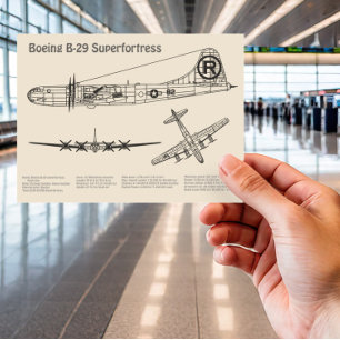 Cartão Postal B-29 Superfortaleza - Planos de Impressão do Avião