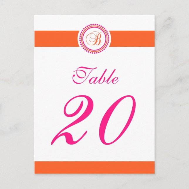 Cartão Postal B Número da Tabela do Monograma do Círculo Ponto ( (Frente)