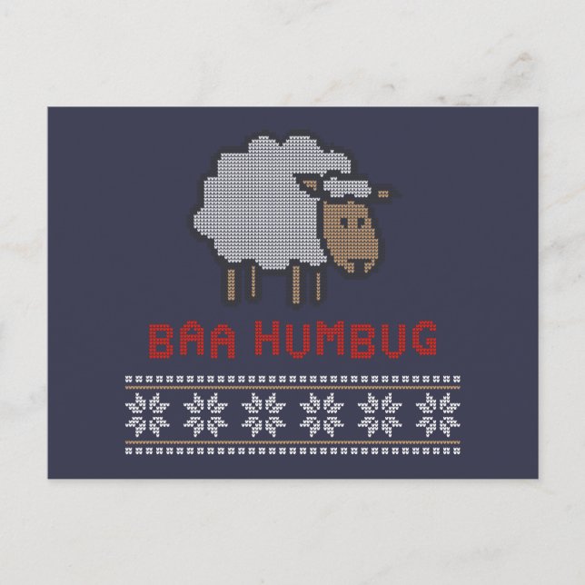 Cartão Postal Baa Humbug - Ovelha de Natal (Frente)