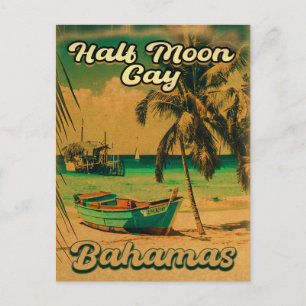 Cartão Postal Baamas de meia-lua retro Vintage às 60
