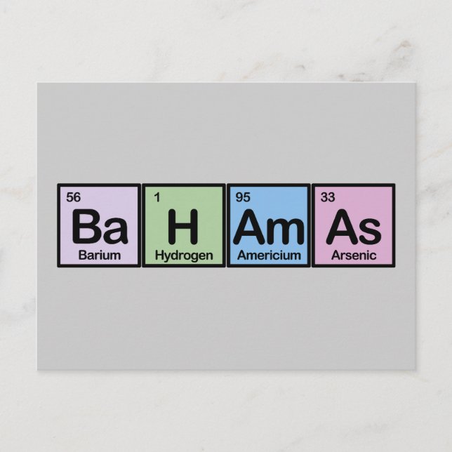 Cartão Postal Baamas feitas de Elementos (Frente)