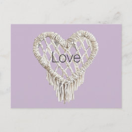Cartão Postal Babado de Coração Branco Lavanda