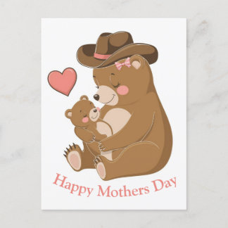 Cartão Postal Baby Bear Happy Dia de as mães