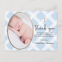 Baby Boy Blue Photo Baptism Obrigado