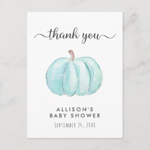 Cartão Postal Baby Boy Chá Blue Pumpkin Obrigado