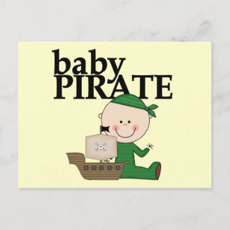Cartão Postal Baby Boy Pirate com Camisetas de naves e presentes