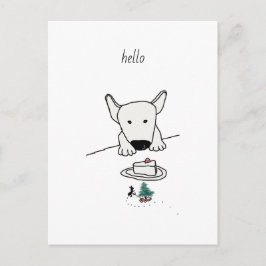 Cartão Postal Baby Bull Terrier encontra o primeiro amigo