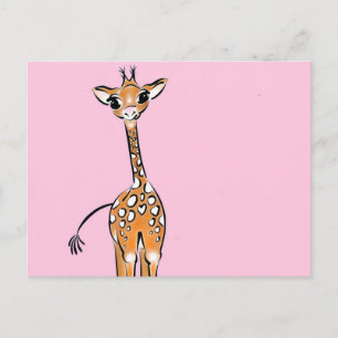 Cartão Postal Baby Giraffe - rosa