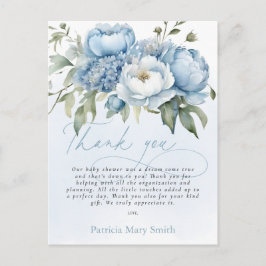 Cartão Postal Baby in Bloom Boy Baby Shower Thank You 