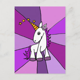 Cartão Postal Baby Unicorn com Ouro Horn Art