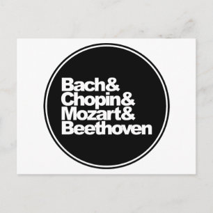 Cartão Postal Bach, Chopin e Mozart e Beethoven