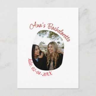 Cartão Postal bachelorette party photo name date simple circular