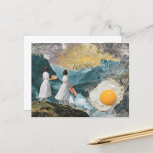 Cartão Postal Bacon surreal e ovos nas montanhas