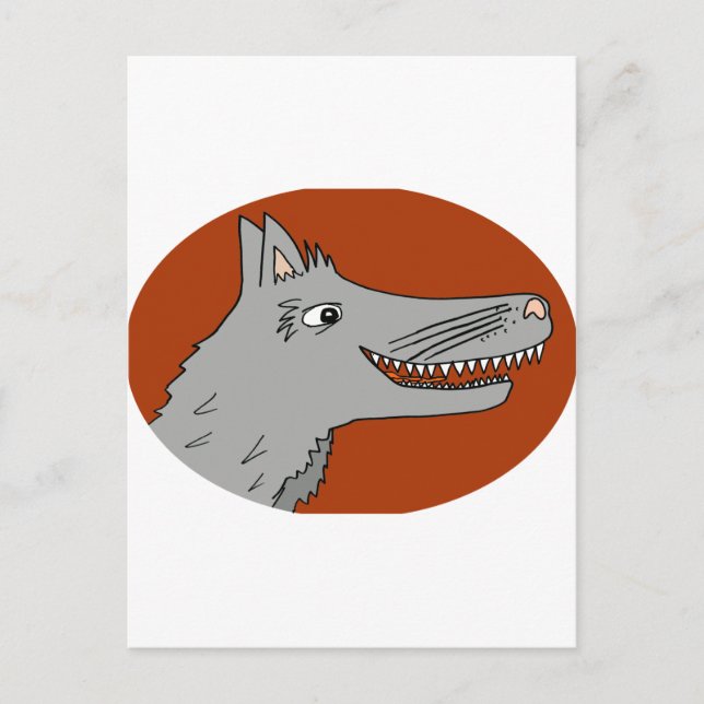 Cartão Postal BAD WOLF, cartoon do storybook vermelho (Frente)