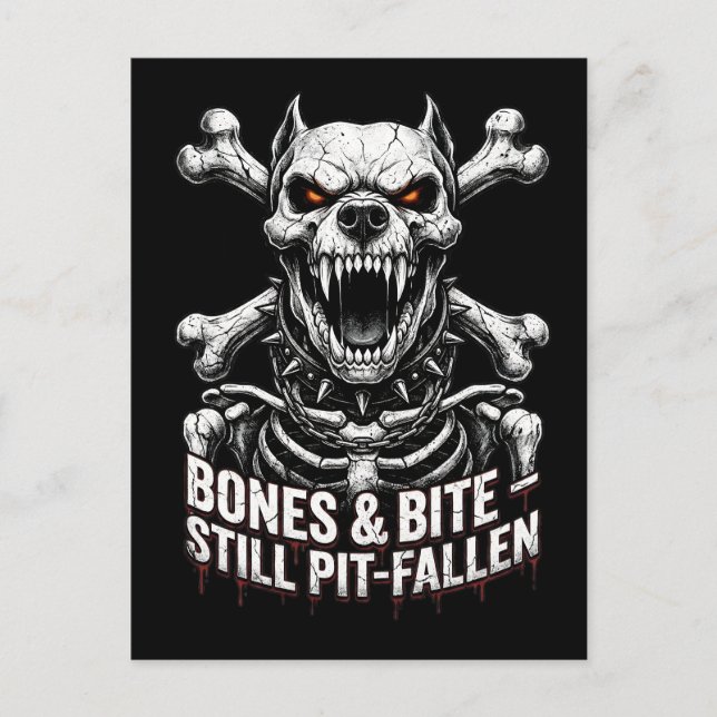 Cartão Postal Badass Skeleton Bulldog Gothic Skull (Frente)