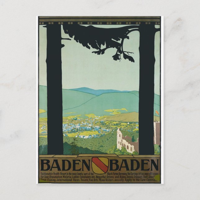 Cartão Postal Baden Baden, Cidade e Arredores, Alemanha (Frente)