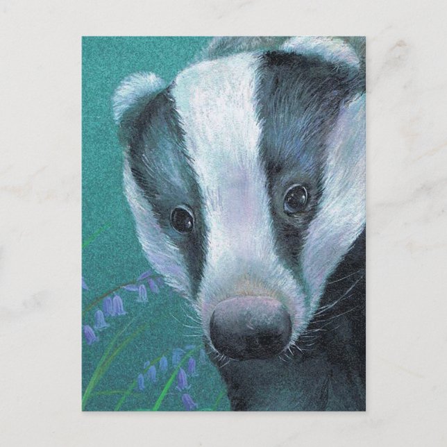 Cartão postal 'Badger in the bluebell woods' (Frente)