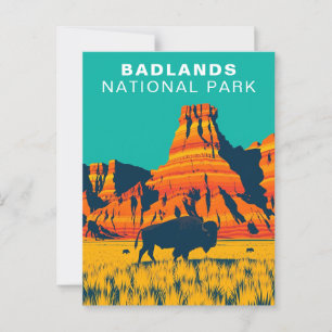 Cartão Postal Badlands National Park EUA South Dakota Buffalo