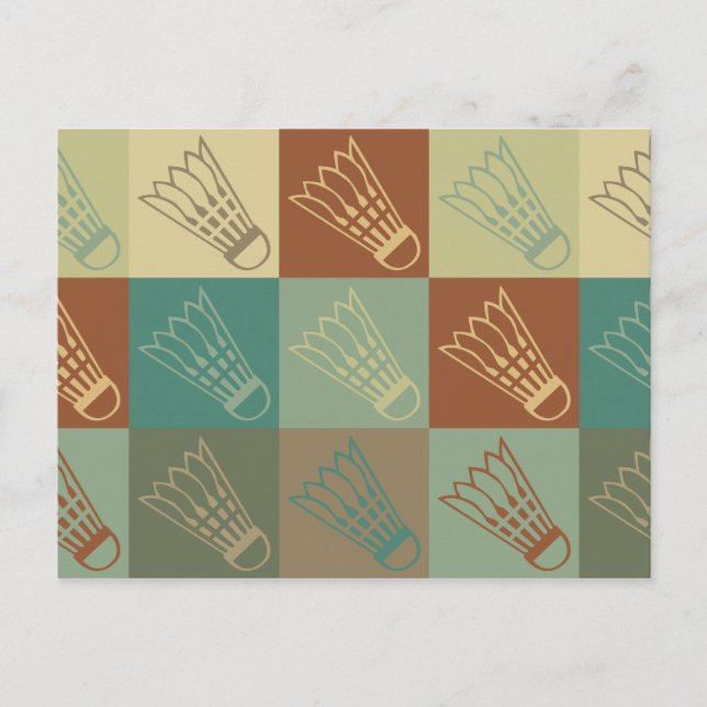 Cartão Postal Badminton Pop Art (Frente)