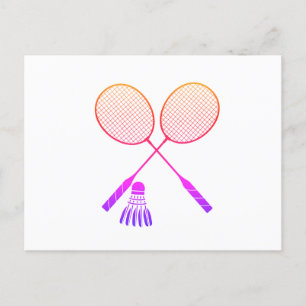Cartão Postal Badminton Rackets Shuttlecock Birdie Ombre