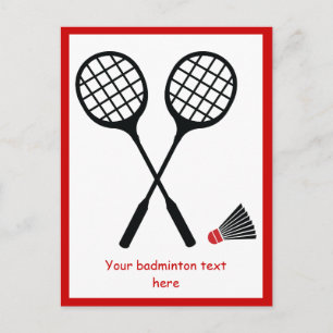 Cartão Postal Badminton racquet e shuttlecock verticais