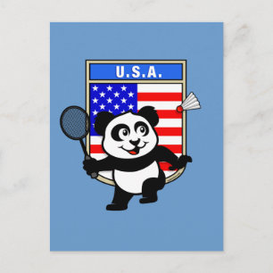 Cartão Postal Badminton USA Panda