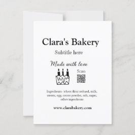 Cartão Postal Bagaço de padaria adiciona ingredientes feitos com