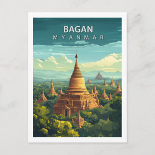 Cartão Postal Bagan Myanmar Viagem Templo Antigo Sudeste Asiátic