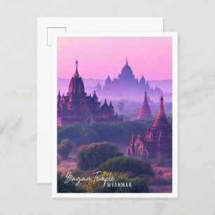 Cartão Postal Bagan Temples Myanmar é o belo lugar turístico