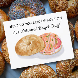Cartão Postal Bagels de Aquarela Salmão Fumado Dia Nacional do B