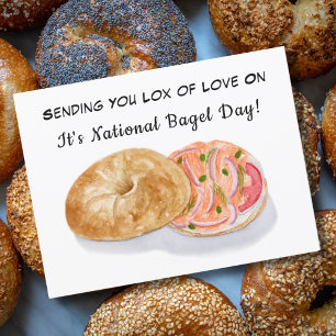 Cartão Postal Bagels de Aquarela Salmão Fumado Dia Nacional do B