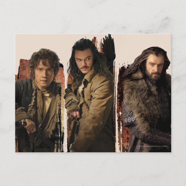 CARTÃO POSTAL BAGGINS™, BARD BOWMAN™, & THORIN OAKENSHIELD™ (Frente)