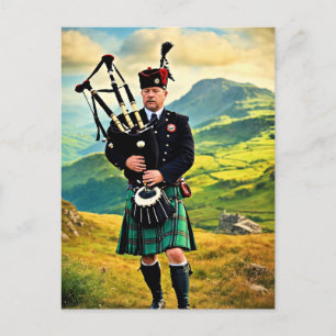 Cartão Postal Bagpipe na Escócia, gerado pela IA,