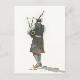 Cartão Postal Bagpiper na praia